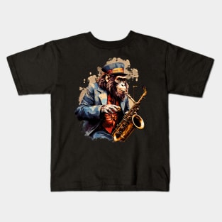 Monkey Playing Saxophone Kids T-Shirt